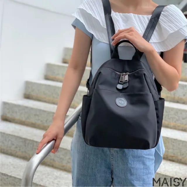 Women's Backpacks Designer High Quality Soft Nylon Simple Fashion Bag(Black)
